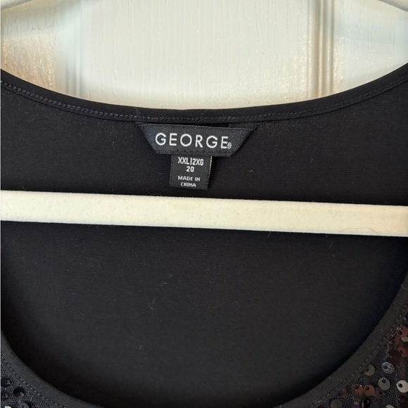 George Black Sequin Sleeveless Tank Top Women’s XXL/20 Party Eveningwear - Picture 3 of 6